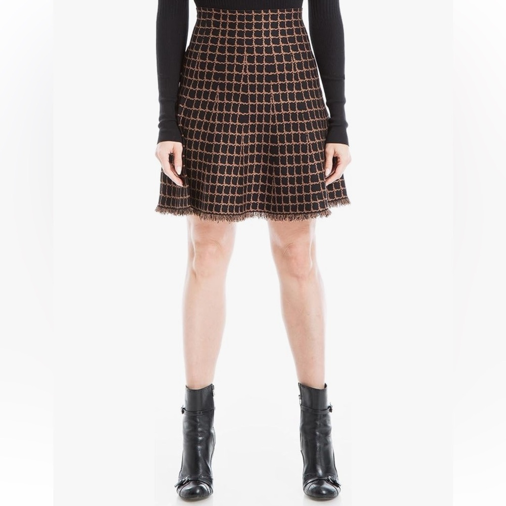 Max Studio Skater Style Knit Jacquard Flared Mini Sweater Skirt